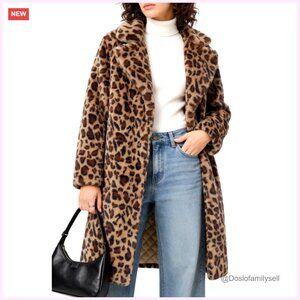 Women's Faux Fur Coat Open Front Lapel Collar Long Sleeve Loose Jacket